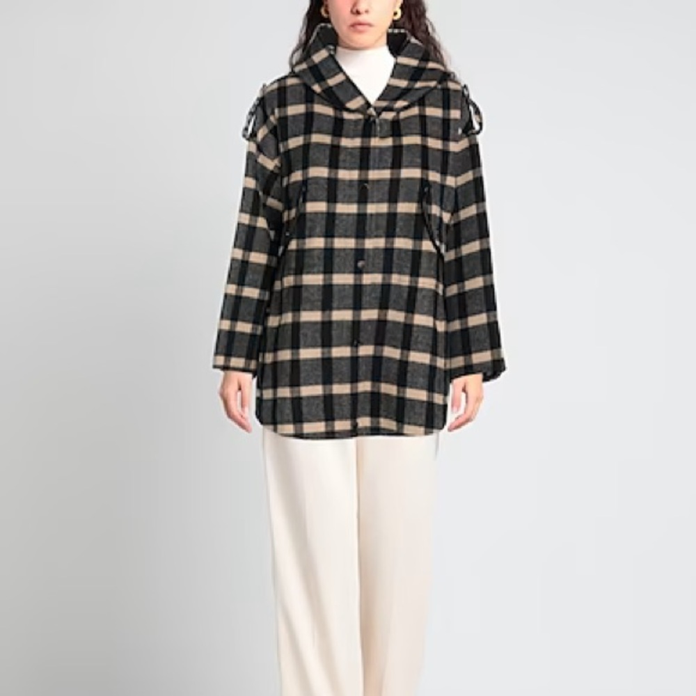 NWT Maje Wool Check Coat